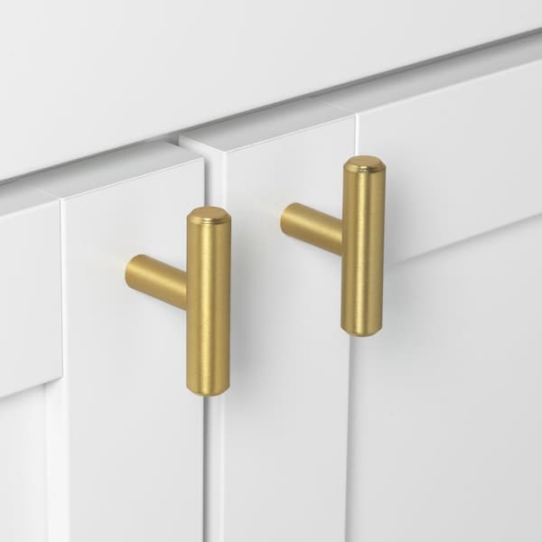 Gliderite Hardware 2 in. Solid Steel Satin Gold Cabinet T-Knob - 5002-T-SG, 25PK - 5002-T-SG-25