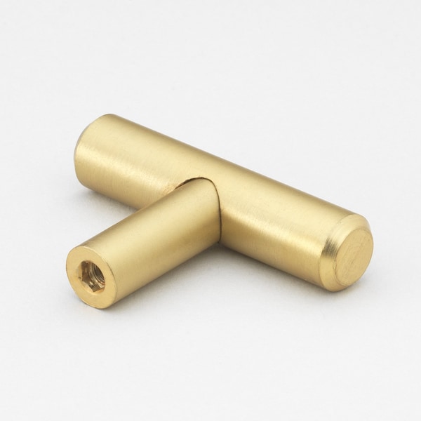 Gliderite Hardware 2 in. Solid Steel Satin Gold Cabinet T-Knob - 5002-T-SG, 25PK - 5002-T-SG-25
