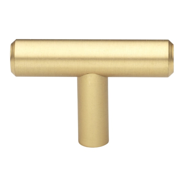 Gliderite Hardware 2 in. Solid Steel Satin Gold Cabinet T-Knob - 5002-T-SG, 25PK - 5002-T-SG-25