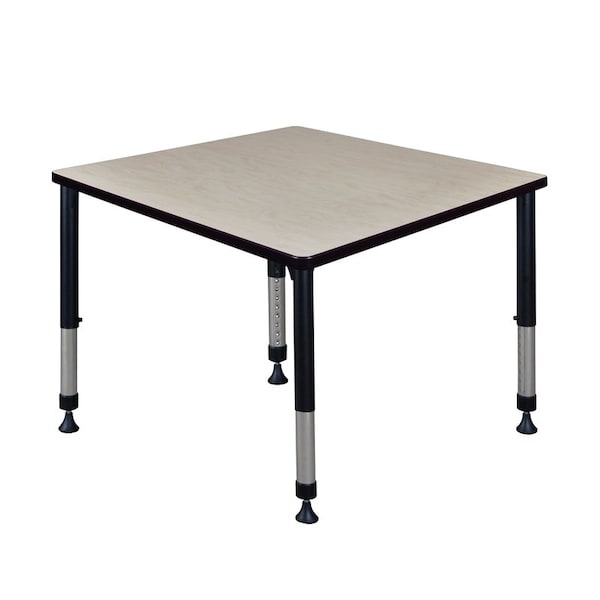 Kee Square Tables > Height Adjustable > Square Classroom Tables, 36 W, 36 L, 23-34 H, Wood|Metal, Maple - TB3636PLAPBK