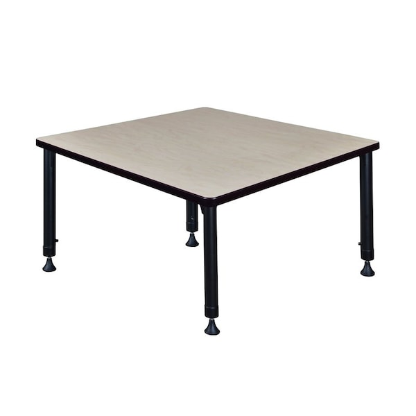 Kee Square Tables > Height Adjustable > Square Classroom Tables, 36 W, 36 L, 23-34 H, Wood|Metal, Maple - TB3636PLAPBK