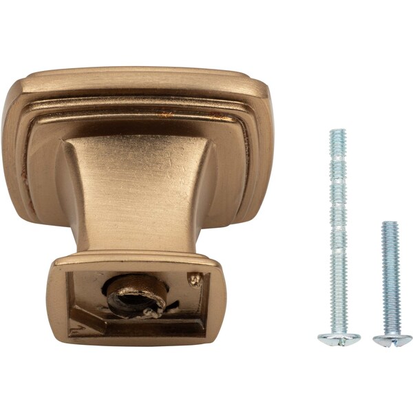 Designperfect 1-3/16 Overall Length Square Cabinet Knob, Champagne Bronze/Gold, 10PK - DPA10S77KCBZ