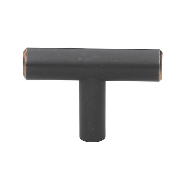 Gliderite Hardware 2 in. Solid Steel Oil Rubbed Bronze Cabinet T-Knob - 5002-T-ORB - 5002-T-ORB-1
