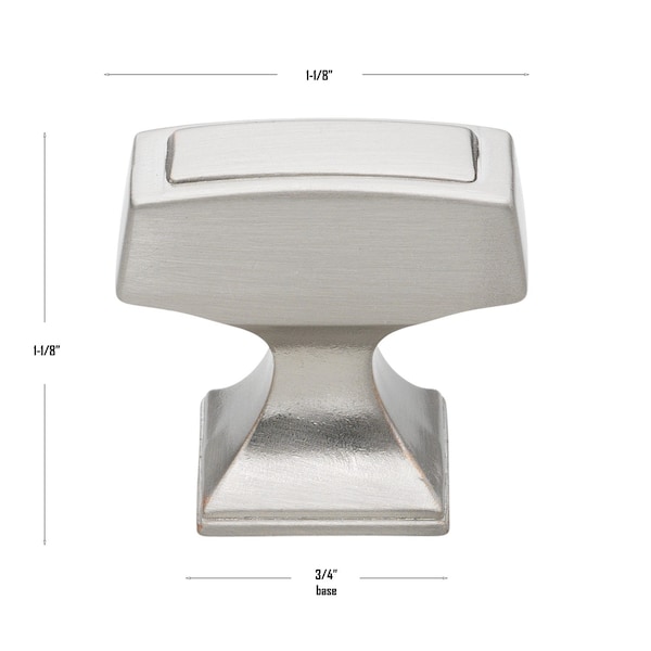 Gliderite Hardware 1-1/8 in. Rectangle Cabinet Knob - 87390-SN, 25PK - 87390-SN-25