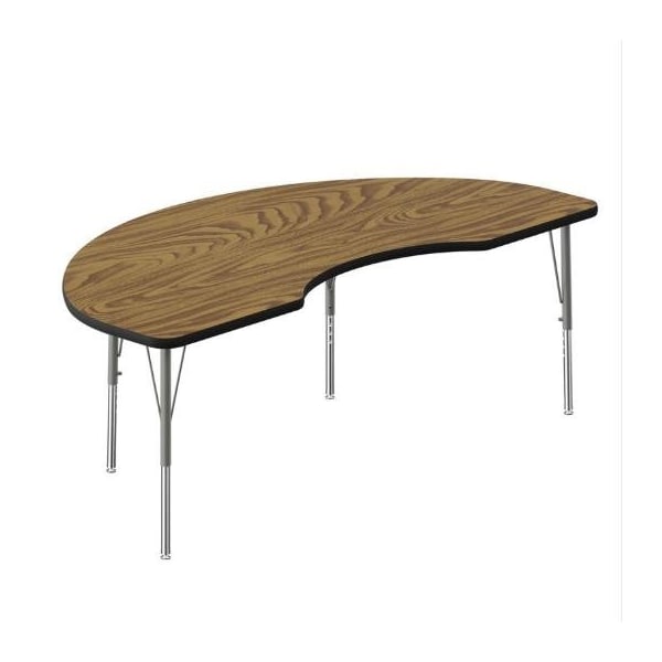 Correll Kidney TFL Activity Table, 72 in W, 36 in L, 19 in to 29 in H, Particleboard, Medium Oak - A3672TF-KID-06-14-09