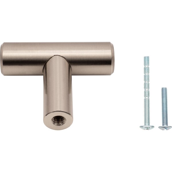 Designperfect 1-9/16 Overall Length Cabinet T-Knobb, Brushed Satin Nickel, 25PK - DPA25T14KSNB