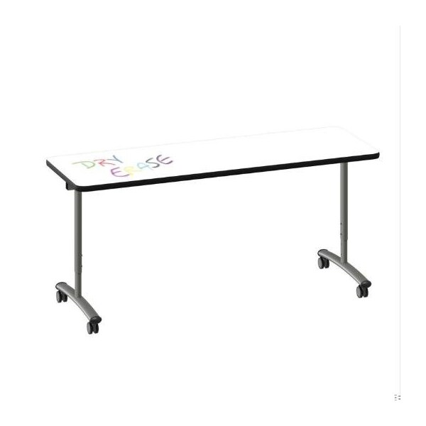 Correll Rectangle Premium Sit To Stand Dry Erase Flip Top Table, 72 in W, 28 in to 38 in H - FTS2472DE-80-14-09