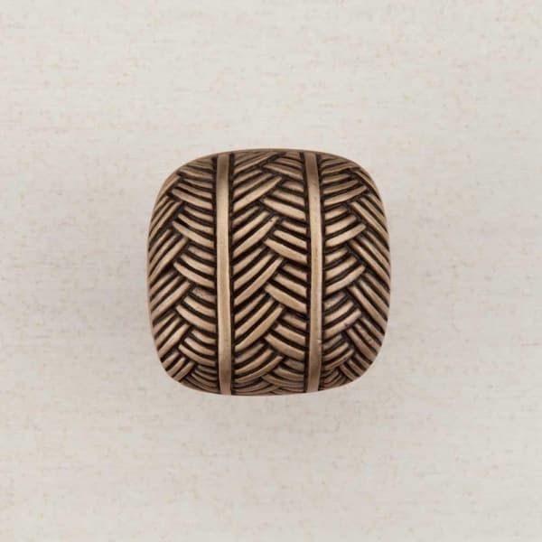 Acorn Mfg Artisan Collection Woven Square Knob, Museum Gold - DQEGP