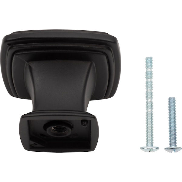 Designperfect 1-3/16 Overall Length Square Cabinet Knob, Matte/Flat Black, 25PK - DPA25S77KBLK