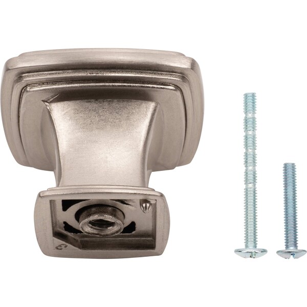 Designperfect 1-3/16 Overall Length Square Cabinet Knob, Brushed Satin Nickel - DPA-S77KSNB