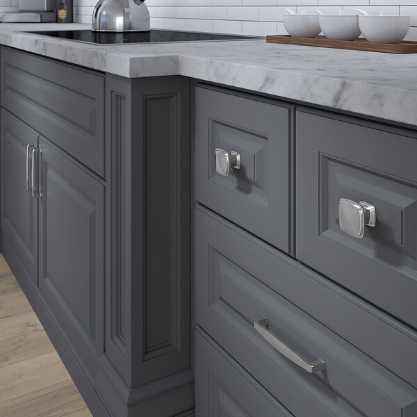 Richelieu Charlemagne Collection 1 11/16 in (43 mm) x 1 11/16 in (43 mm) Brushed Nickel Transitional Cabinet Knob - BP81045195