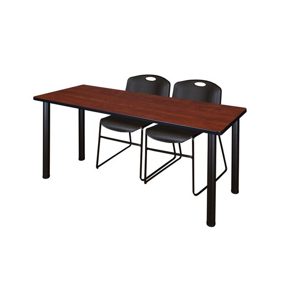 Kee Rectangle Tables > Training Tables > Kee Table & Chair Sets, 72 W, 24 L, 29 H, Cherry - MT7224CHBPBK44BK