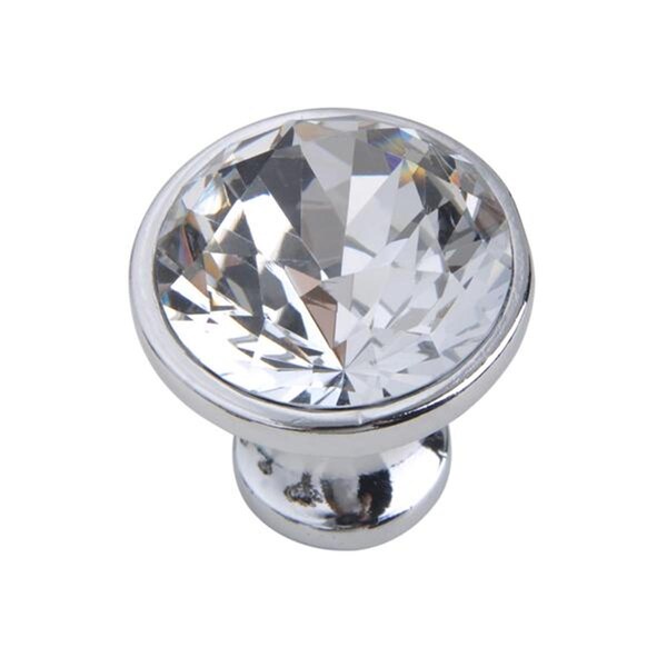 Utopia Alley Gleam Crystal Cabinet Knob Polished Chrome 1.2 inch Diameter - HW330PLCH021