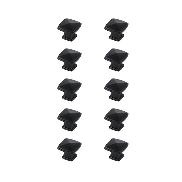 Plaza 1.2 in. Marcel Multipack Square Knob, Matte Black, 10PK - PL2958318