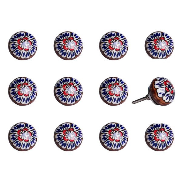 Homeroots Multi Color Ceramic & Metal Knob; Pack of 12 - 1.5 x 1.5 x 1.5 in. - 358135