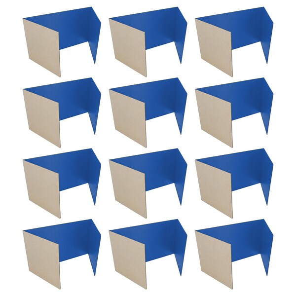 Flipside 18in X 48in  Blue Corrugated Study Carrel 5/32in, 12PK - 61846-12
