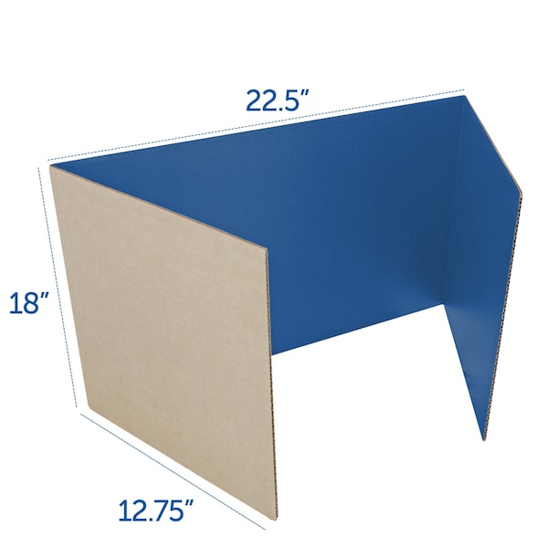 Flipside 18in X 48in  Blue Corrugated Study Carrel 5/32in, 12PK - 61846-12