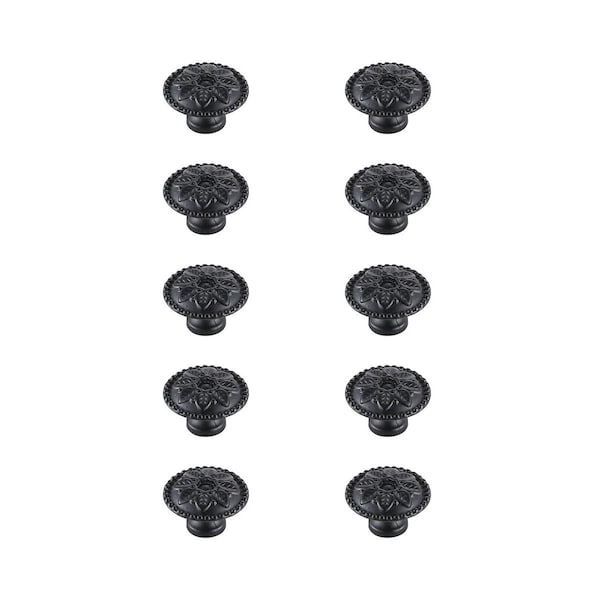 Elegant Decor 0.9 in. Dia. Corio Multipack Mushroom Knob, Matte Black, 10PK - KB2011-MB-10PK