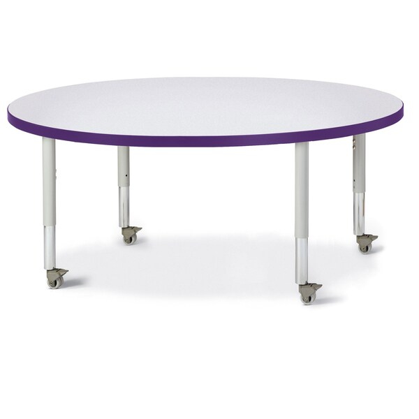 Jonti-Craft Berries Round Activity Table, 48 in. Diameter, Mobile, Freckled Gray/Purple/Gray - 6433JCM004