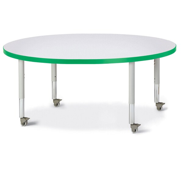 Jonti-Craft Berries Round Activity Table, 48 in. Diameter, Mobile, Freckled Gray/Green/Gray - 6433JCM119