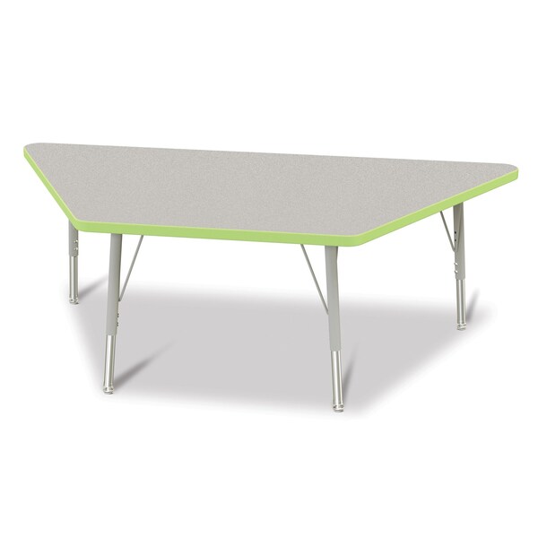 Jonti-Craft Berries Trapezoid Activity Tables, 30 in. x 60 in., E-height, Freckled Gray/Key Lime/Gray - 6443JCE130