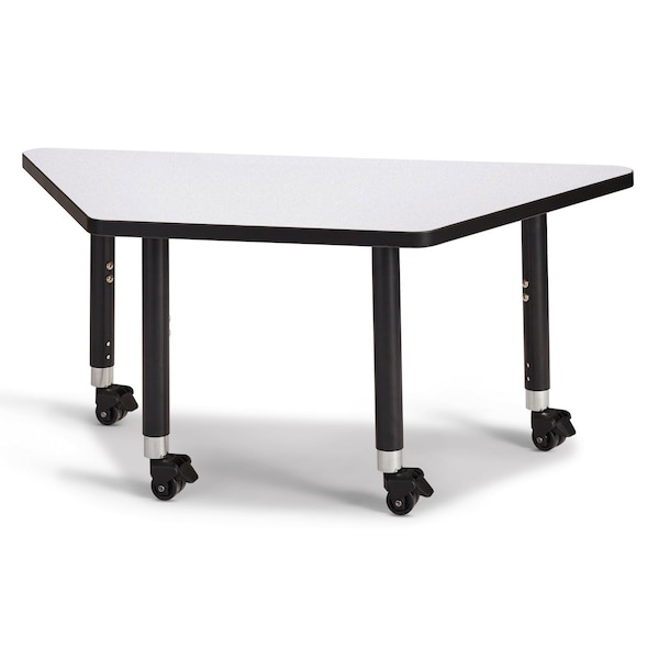 Jonti-Craft Berries Trapezoid Activity Tables, 24 in. x 48 in., Mobile, Freckled Gray/Black/Black - 6438JCM180
