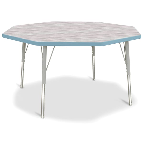 Jonti-Craft Berries Octagon Activity Table, 48 in. x 48 in., E-height, Driftwood Gray/Coastal Blue/Gray - 6428JCE452