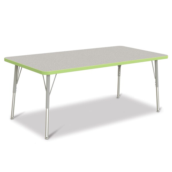 Jonti-Craft Berries Rectangle Activity Table, 30 in. x 60 in., A-height, Freckled Gray/Key Lime/Gray - 6408JCA130