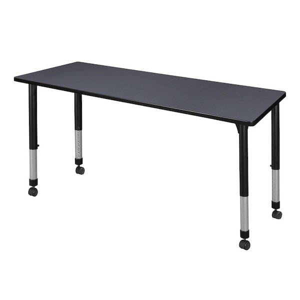 Regency Tables > Height Adjustable > Rectangular Mobile Tables, 66 W, 24 L, 23-34 H, Wood|Metal, Grey - MT6624GYAPCBK