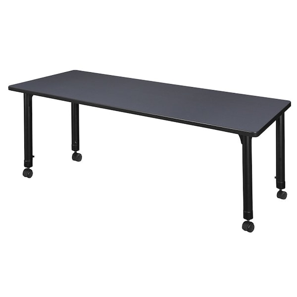 Regency Tables > Height Adjustable > Rectangular Mobile Tables, 66 W, 24 L, 23-34 H, Wood|Metal, Grey - MT6624GYAPCBK