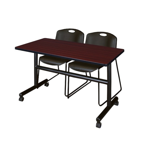 Kobe Rectangle FlipTop Table, 48" W, 29" H, Laminate Top, Mahogany - MKFT4830MH44BK