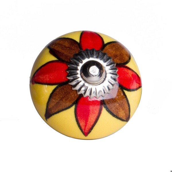 Homeroots Ceramic & Metal Multi Color Knob; Pack of 12 - 1.5 x 1.5 x 1.5 in. - 358131
