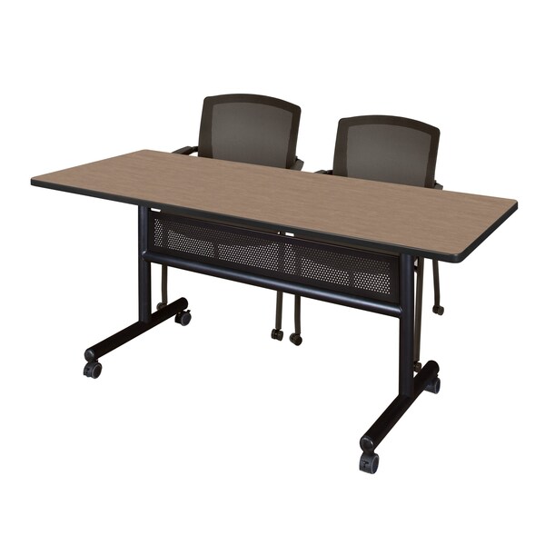 Regency Kobe Flip-Top Training Nesting Table W/ Modesty Panel & 2 Knight Mesh Chairs, 60 in W, 24 in L - MKFTM6024NO56CBK