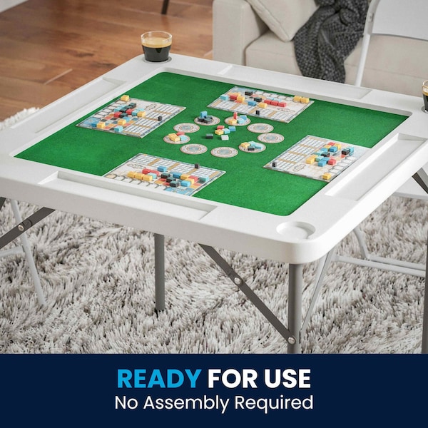 Flash Furniture Square Folding Table, 34.5" W, 34.5" L, 29" H, Plastic Top, White - DAD-MJZ-88-GG
