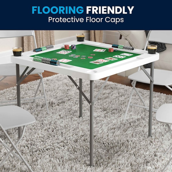 Flash Furniture Square Folding Table, 34.5" W, 34.5" L, 29" H, Plastic Top, White - DAD-MJZ-88-GG