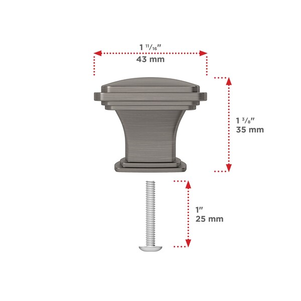 Richelieu Charlemagne Collection 1 11/16-inch (43 mm) Antique Nickel Transitional Square Cabinet Knob - BP81045143
