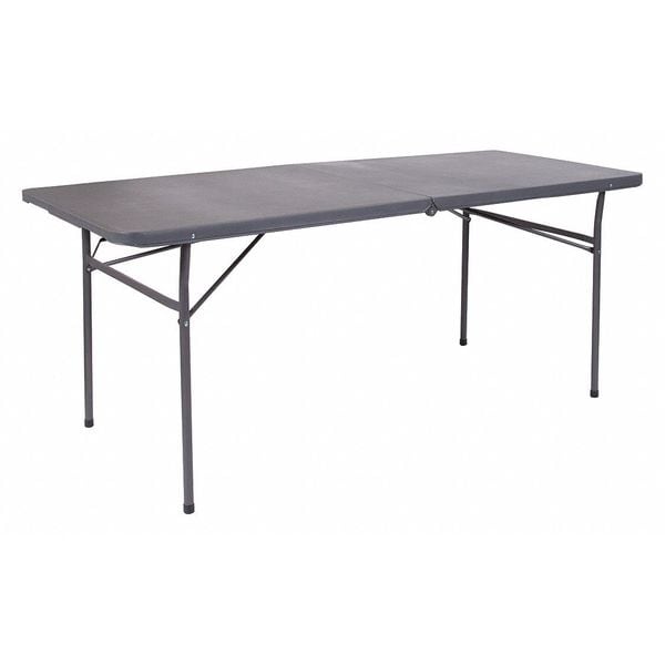 Flash Furniture Rectangle Folding Table, 30" W, 72" L, 29" H, Plastic Top, Grey - DAD-LF-183Z-DG-GG
