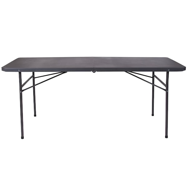 Flash Furniture Rectangle Folding Table, 30" W, 72" L, 29" H, Plastic Top, Grey - DAD-LF-183Z-DG-GG