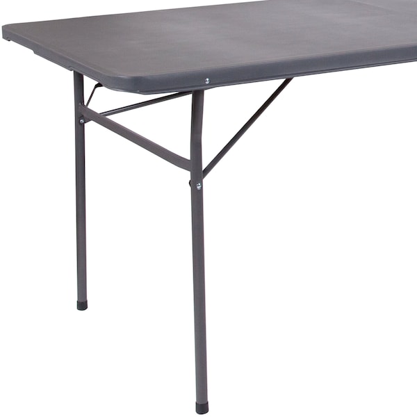 Flash Furniture Rectangle Folding Table, 30" W, 72" L, 29" H, Plastic Top, Grey - DAD-LF-183Z-DG-GG