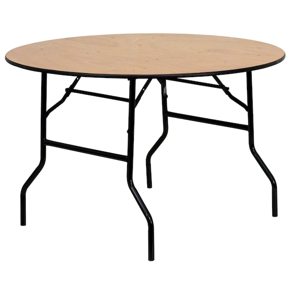Flash Furniture Round Folding Table, 48" W, 48" L, 30.25" H, Wood Top, Wood Grain - YT-WRFT48-TBL-GG