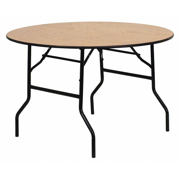Flash Furniture Round Folding Table, 48" W, 48" L, 30.25" H, Wood Top, Wood Grain - YT-WRFT48-TBL-GG