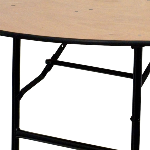 Flash Furniture Round Folding Table, 48" W, 48" L, 30.25" H, Wood Top, Wood Grain - YT-WRFT48-TBL-GG