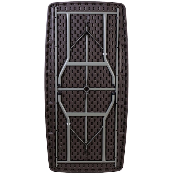 Flash Furniture Rectangle Brn Rattan 30X96 Fold Table, 32.5" W, 67.5" L, 28.75" H, Plastic Top, Brown - DAD-YCZ-172-GG