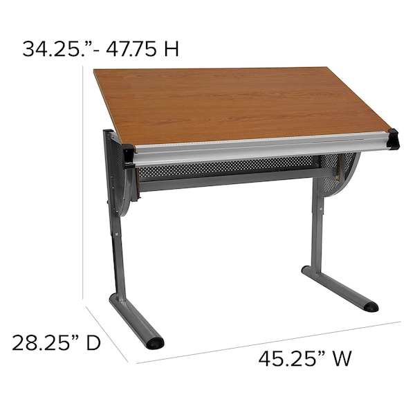 Flash Furniture Adjustable Table, 45.25" W, 28.25" L, 47.75" H, Laminate Top, Red - NAN-JN-2433-GG