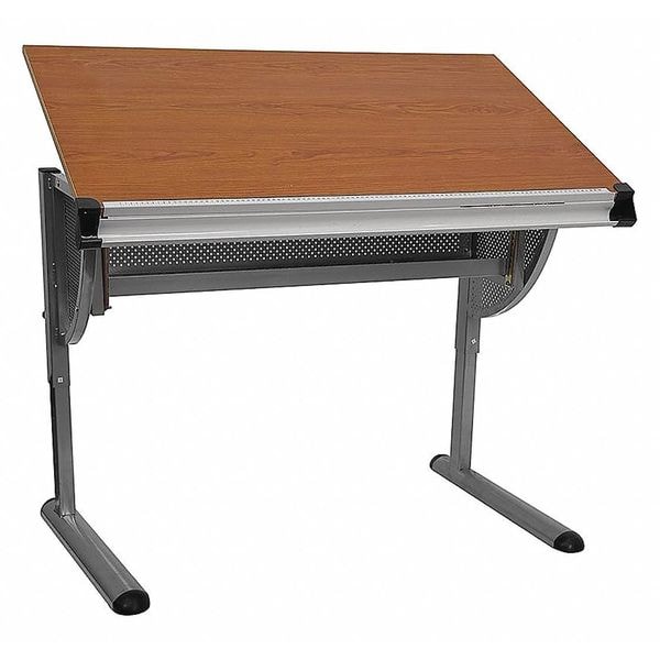 Flash Furniture Adjustable Table, 45.25" W, 28.25" L, 47.75" H, Laminate Top, Red - NAN-JN-2433-GG