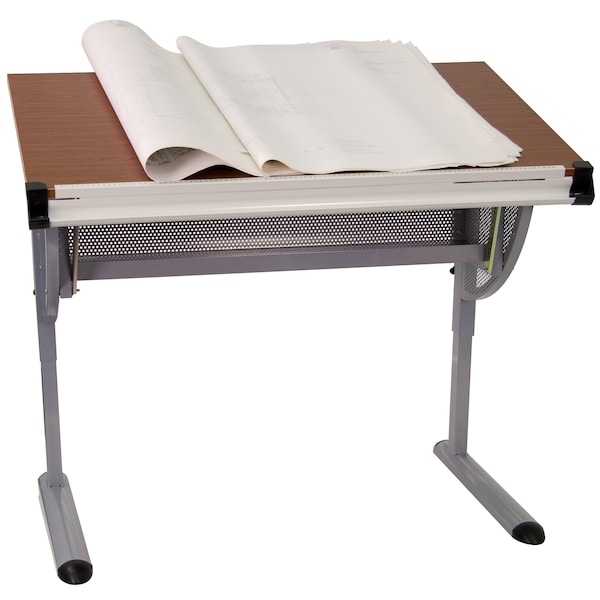 Flash Furniture Adjustable Table, 45.25" W, 28.25" L, 47.75" H, Laminate Top, Red - NAN-JN-2433-GG