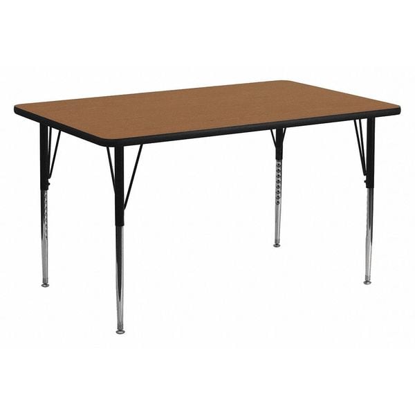 Flash Furniture Rectangle Activity Table, 30 W, 72 L, 30.125 H, Chrome, Laminate, Particleboard, Steel, Wood Grain - XU-A3072-REC-OAK-T-A-GG