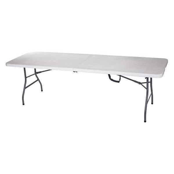 Zoro Select Rectangle Folding Table, 29" W, 96" L, 30" H, Blow Molded Polyethylene Top, White - 12F613