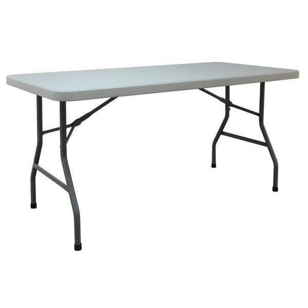 Zoro Select Rectangle Folding Table, 30" W, 60" L, 29" H, Blow Molded Polyethylene Top, White - 4GE25