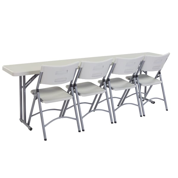 National Public Seating Rectangle Seminar Table, 18" W, 96" L, 29-1/2" H, Blow-molded plastic Top, Speckled Gray - BT1896